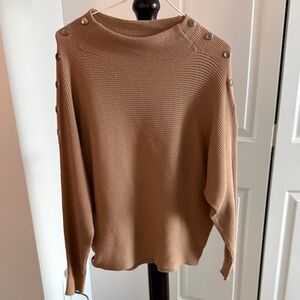 Tahari Camel Sweater with Button Accents